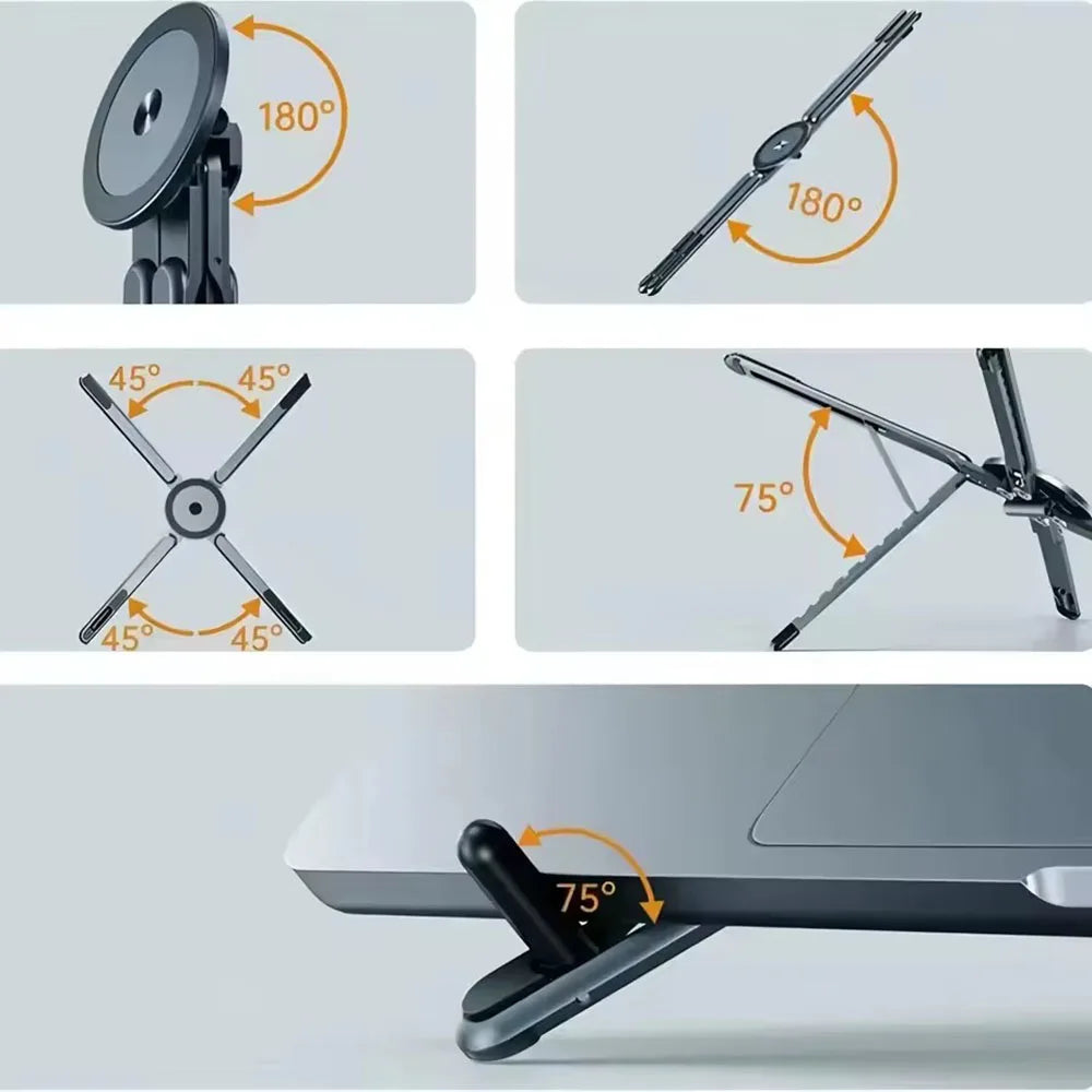 Portable Magnetic Phone Holder & Selfie Stick 3-In-1 Foldable Tripod Stand for Iphone Ipad Tablet Laptop Desktop Use