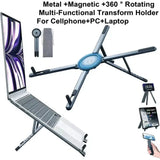 Portable Magnetic Phone Holder & Selfie Stick 3-In-1 Foldable Tripod Stand for Iphone Ipad Tablet Laptop Desktop Use